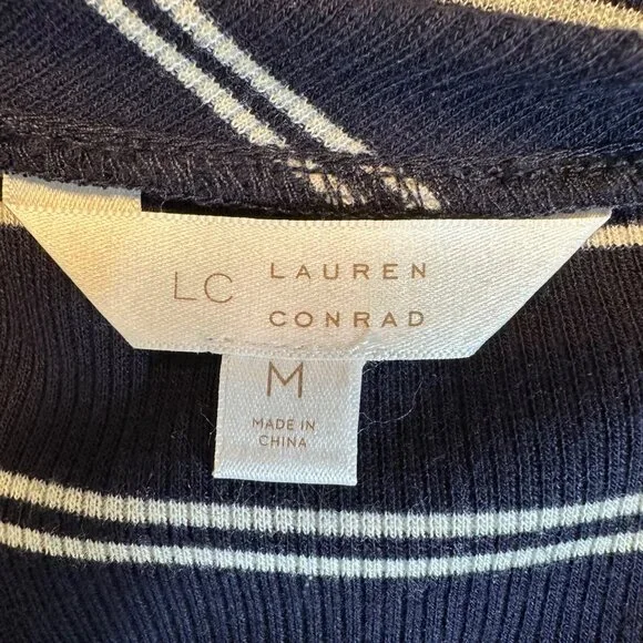 Lauren Conrad Womens Navy & White Striped Tie-Sleeve Dress M - Picture 5 of 8